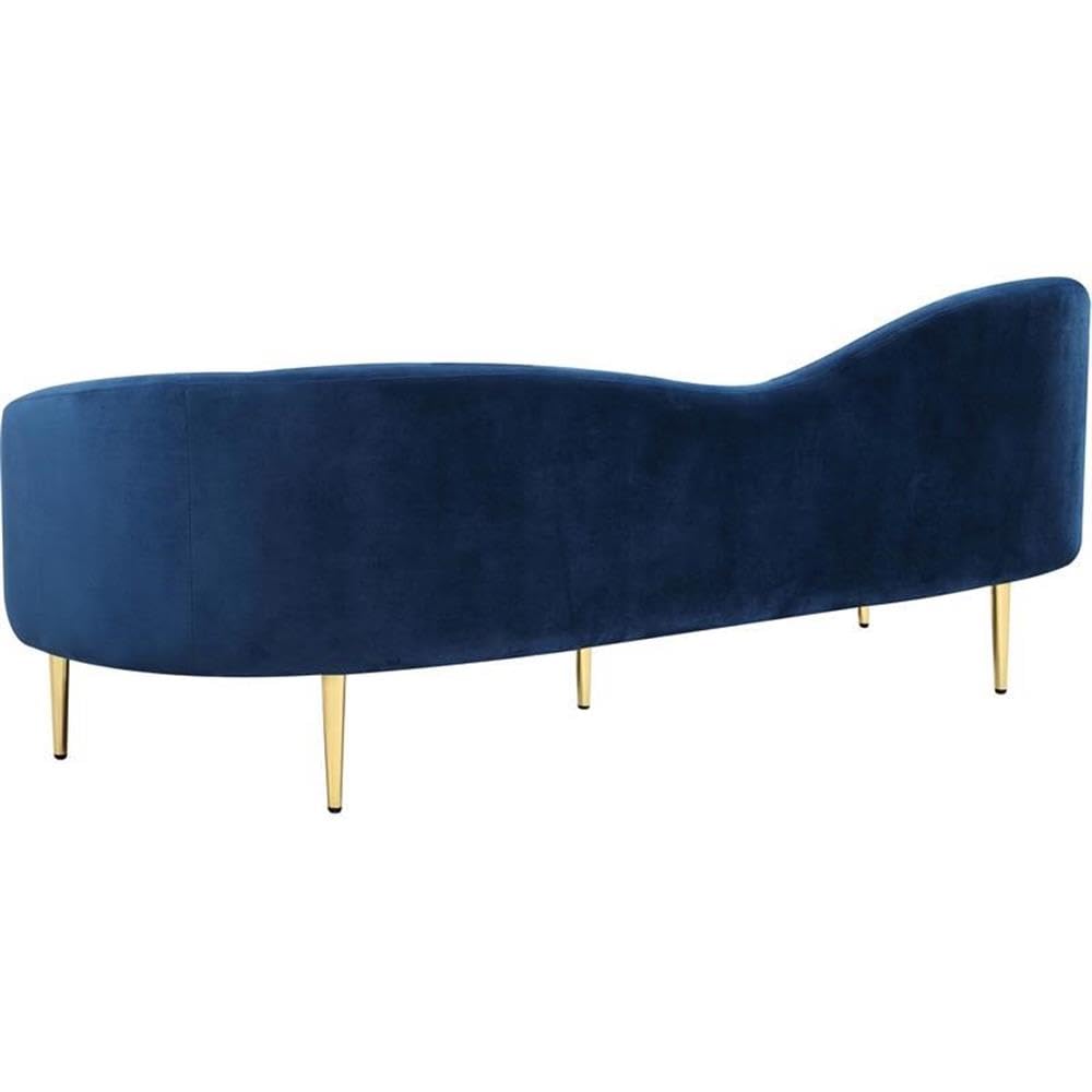 Navy Velvet Upholstered Sofa with Metal Legs Y4140
