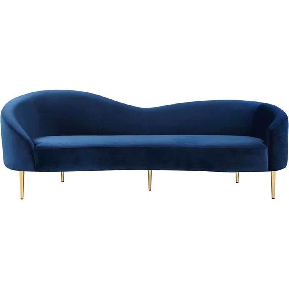 Navy Velvet Upholstered Sofa with Metal Legs Y4140