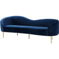 Navy Velvet Upholstered Sofa with Metal Legs Y4140