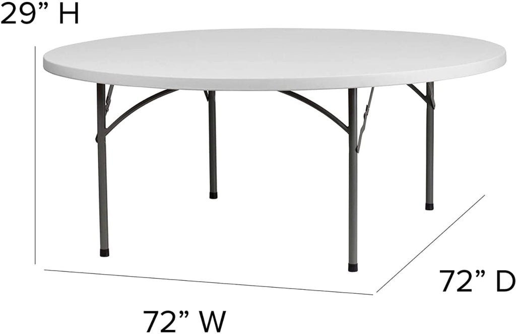 10 Pack 6 Foot Round Granite White Plastic Folding Table G413550