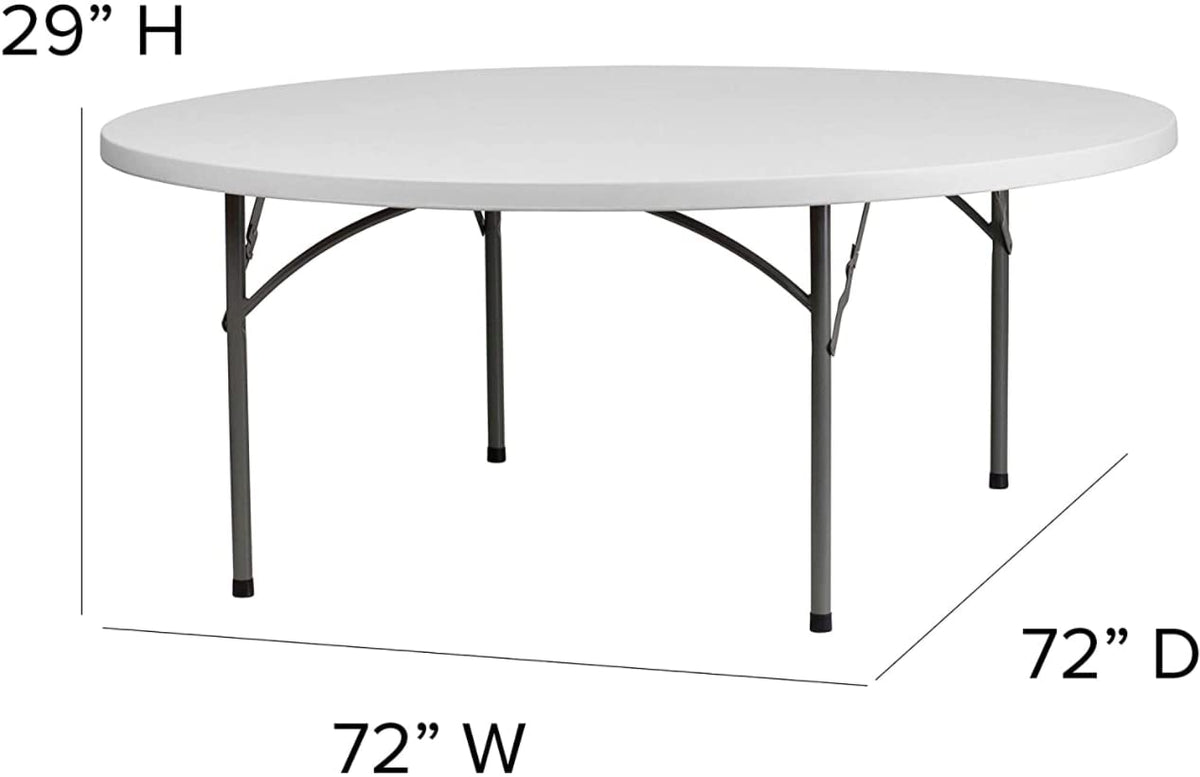10 Pack 6 Foot Round Granite White Plastic Folding Table G413550