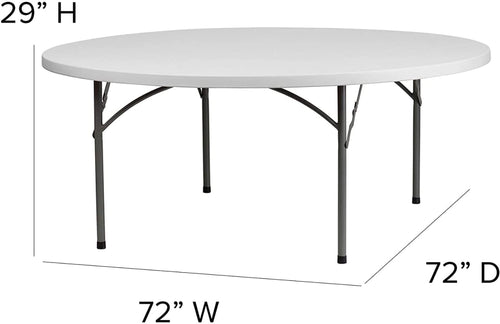 10 Pack 6 Foot Round Granite White Plastic Folding Table G413550