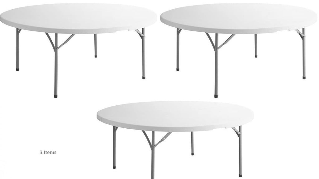White 72 Inch Round Plastic Folding Table K28143