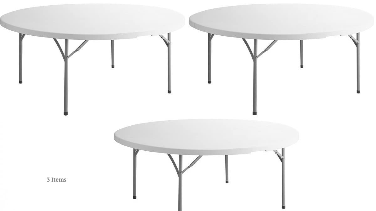 White 72 Inch Round Plastic Folding Table K28143