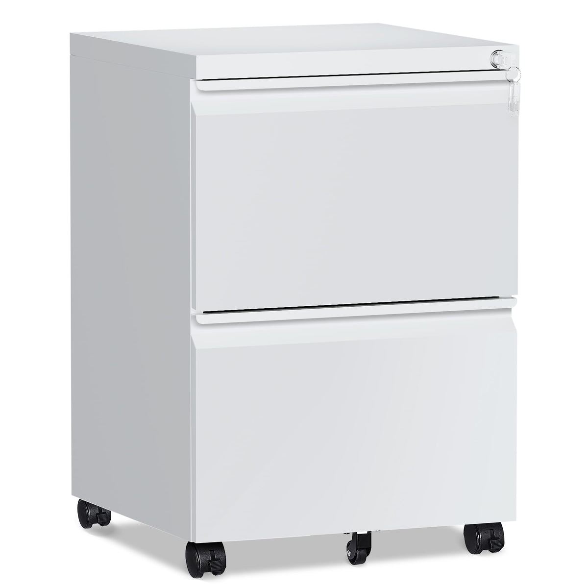 2 Drawer White Metal File Cabinet with Lock and Wheels K842269