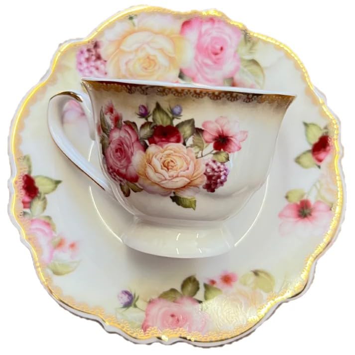 12 Piece Porcelain Tea Cup and Saucer Set T4851