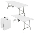 Set of 2 Lightweight 6FT Rectangular Plastic Folding Tables with Steel Legs Q769
