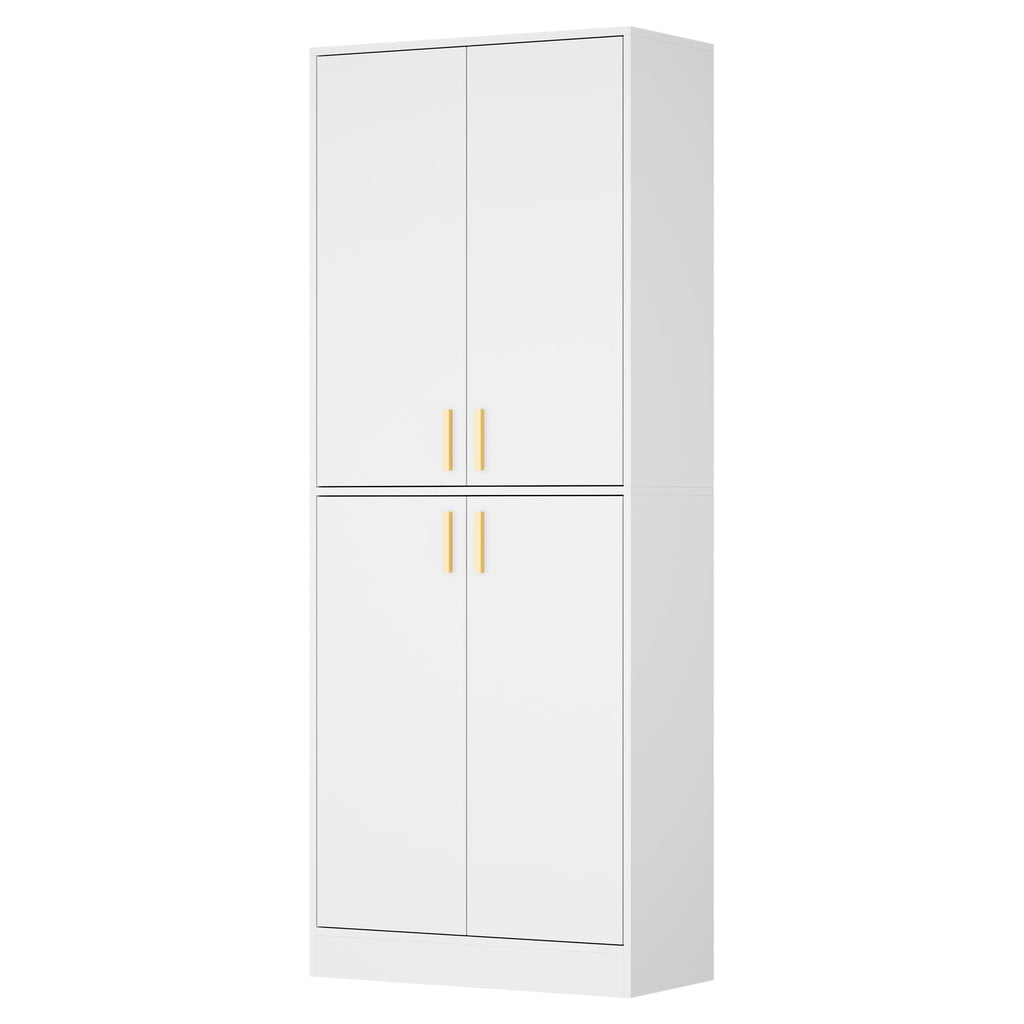 White Wood Storage Cabinet with Doors and Shelves T63439