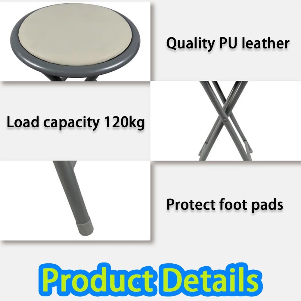 18 Inch Folding Bar Stool 2 Pcs with Footrest Black N653412