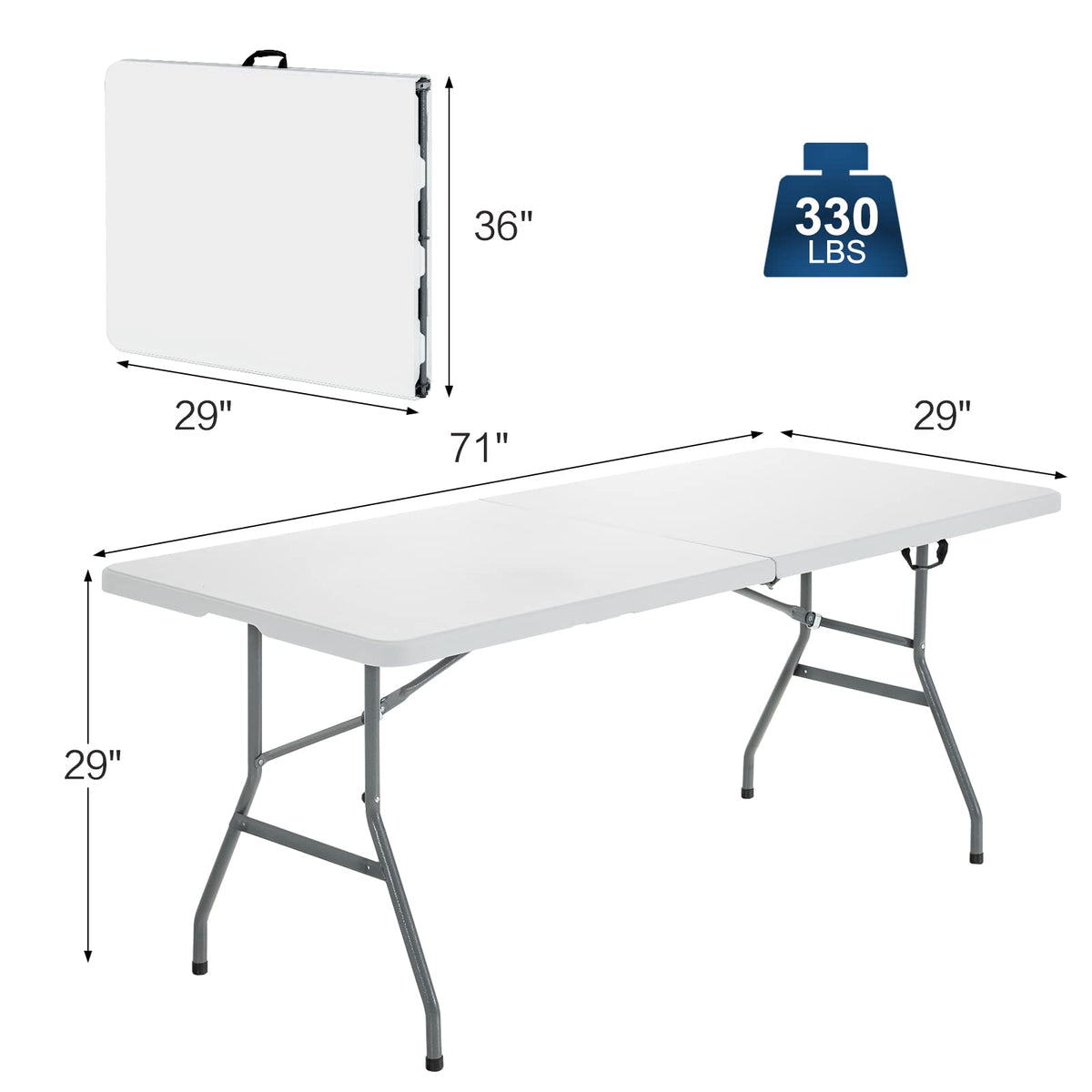 6FT Portable Folding Picnic Table with Handle V64467