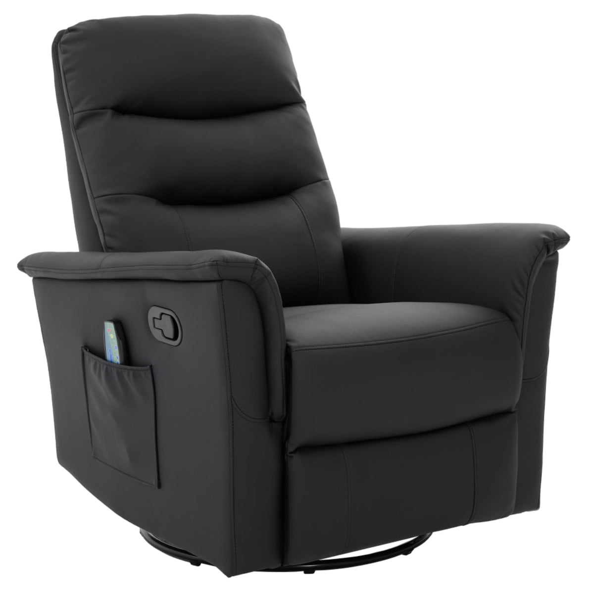 Black Boucle Swivel Rocker Glider Lounge Chair F7978