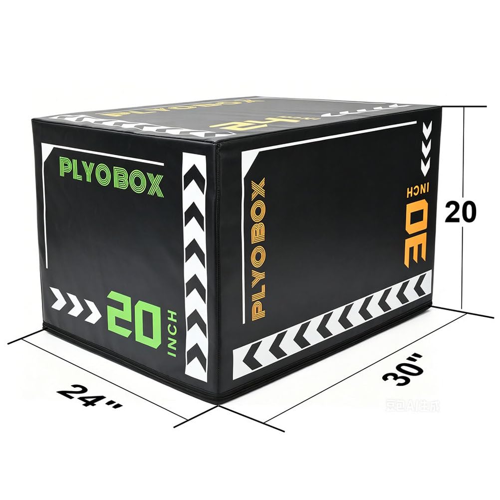 3-in-1 Foam Plyometric Jump Box, 20/24/30 Inch Plyo Box with Non-Slip PVC Cover V866636