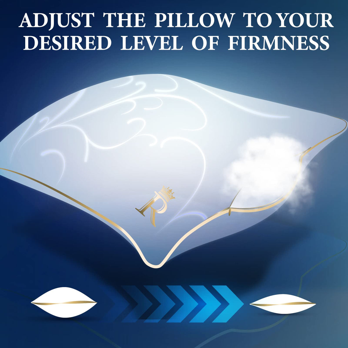 King Size Set of 2 Adjustable Cotton Bed Pillows Y23256