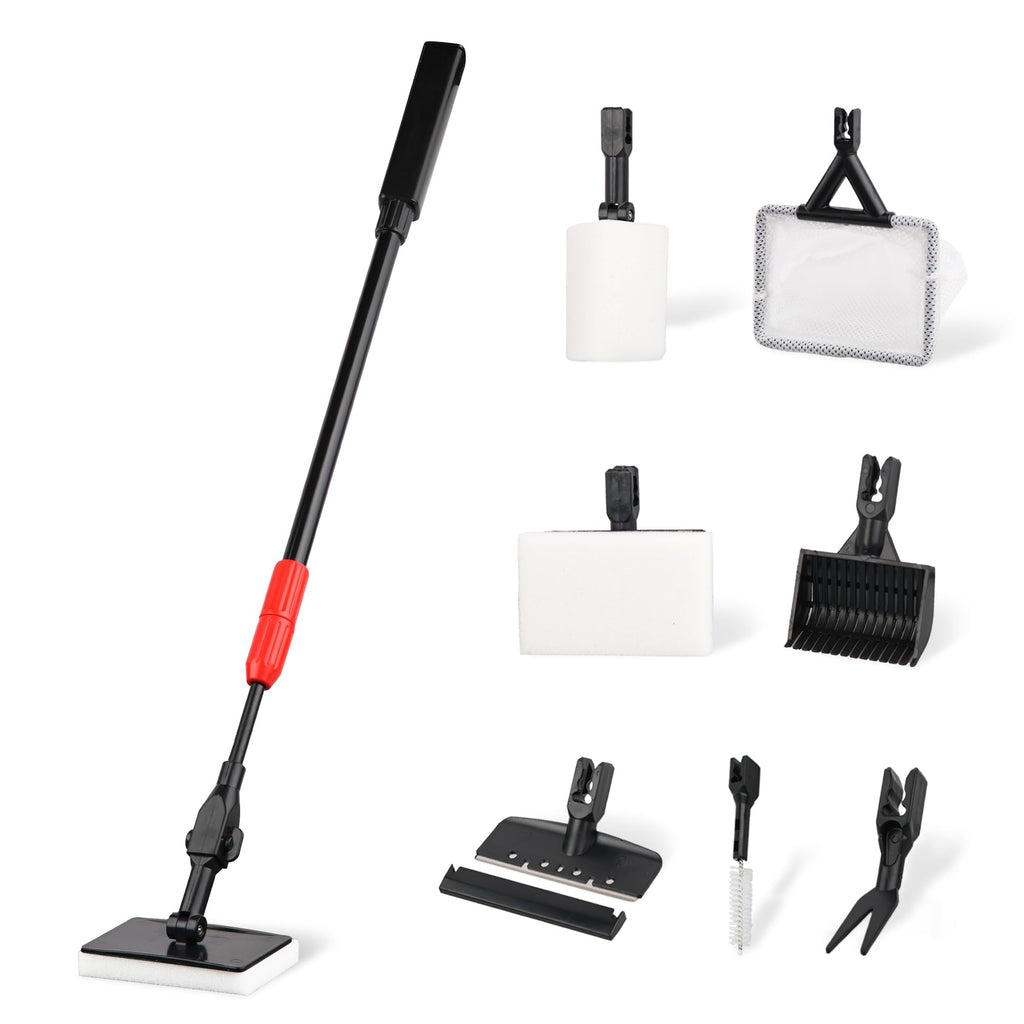 7 in 1 Aquarium Cleaning Kit with Algae Scraper, Fish Net, Gravel Rake & Brush Z614316