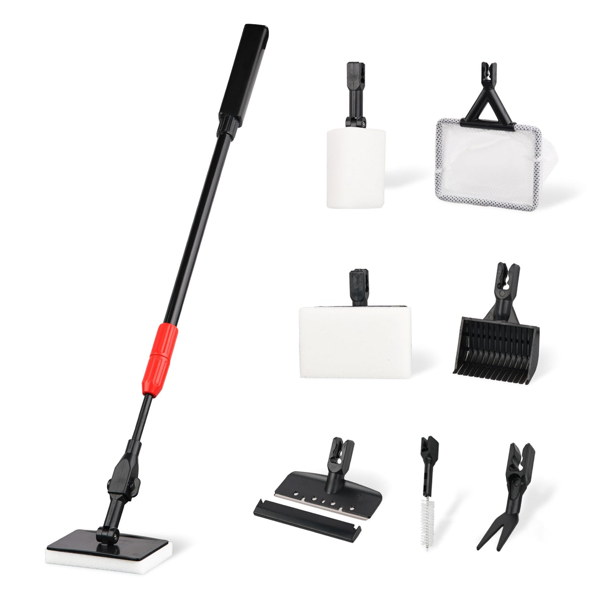 7 in 1 Aquarium Cleaning Kit with Algae Scraper, Fish Net, Gravel Rake & Brush Z614316