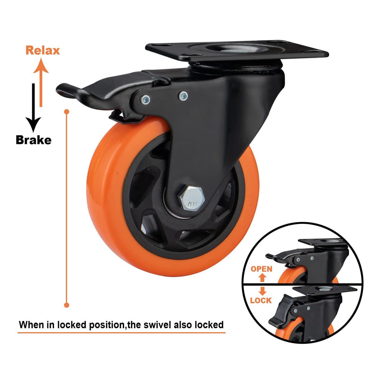 4" Heavy Duty Caster Wheels Set of 4 G21965