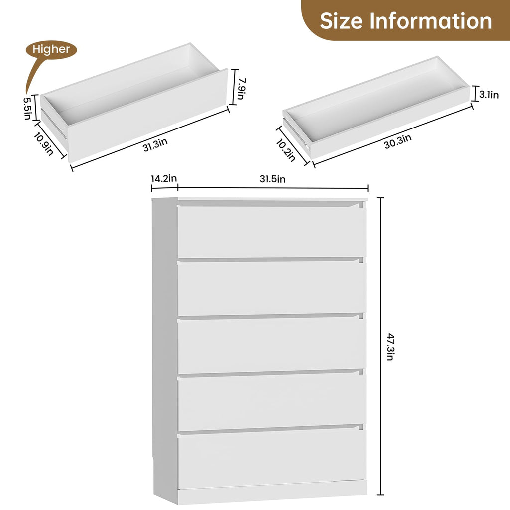 White 5 Drawer Dresser Z20683