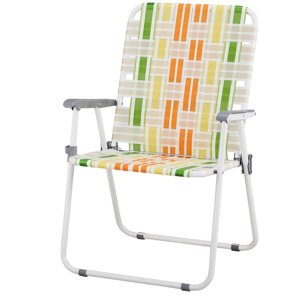 Yellow & Green Webbed Folding Chairs Set of 2 O1595