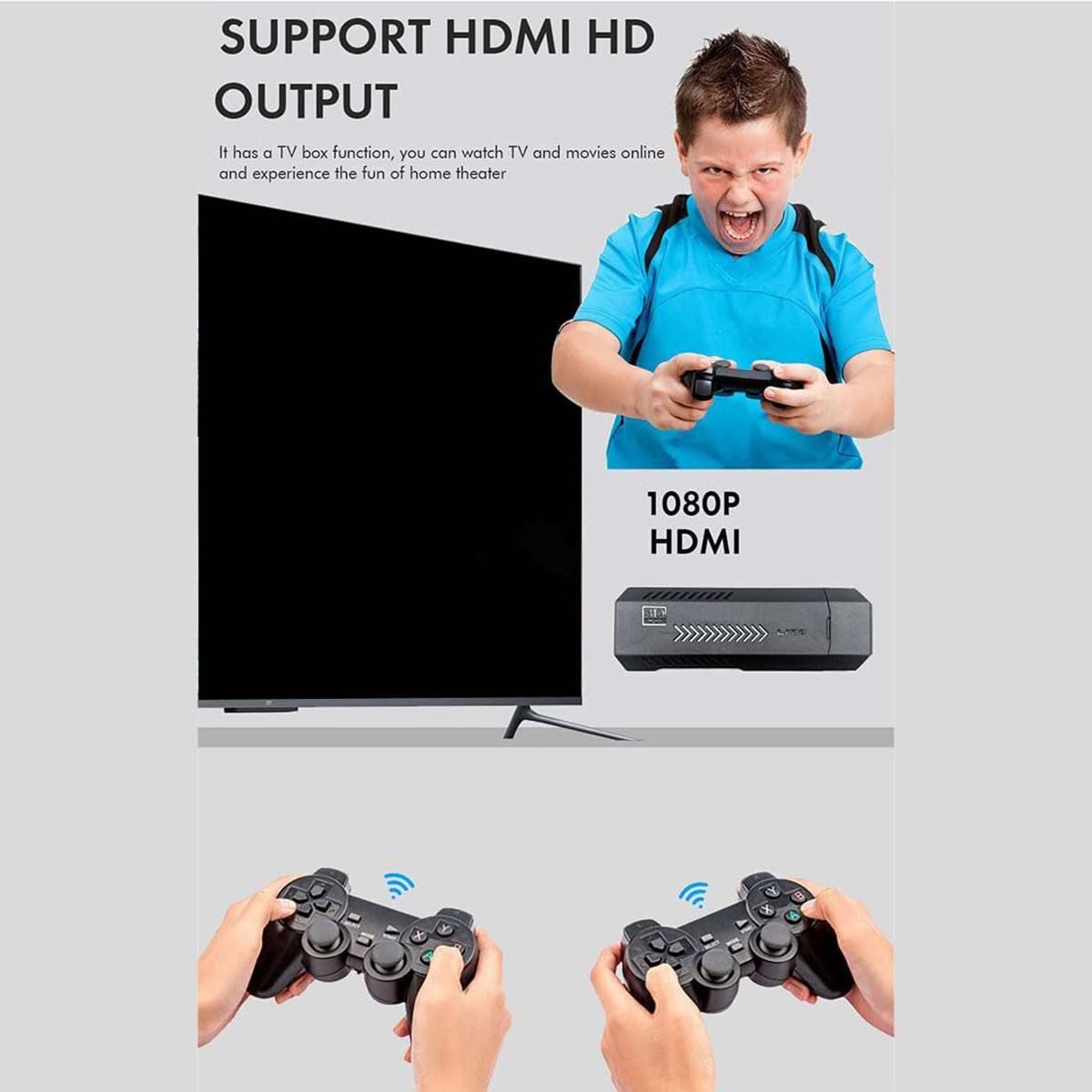 4K Retro Game Stick with 2 Wireless Controllers 64GB Y3785