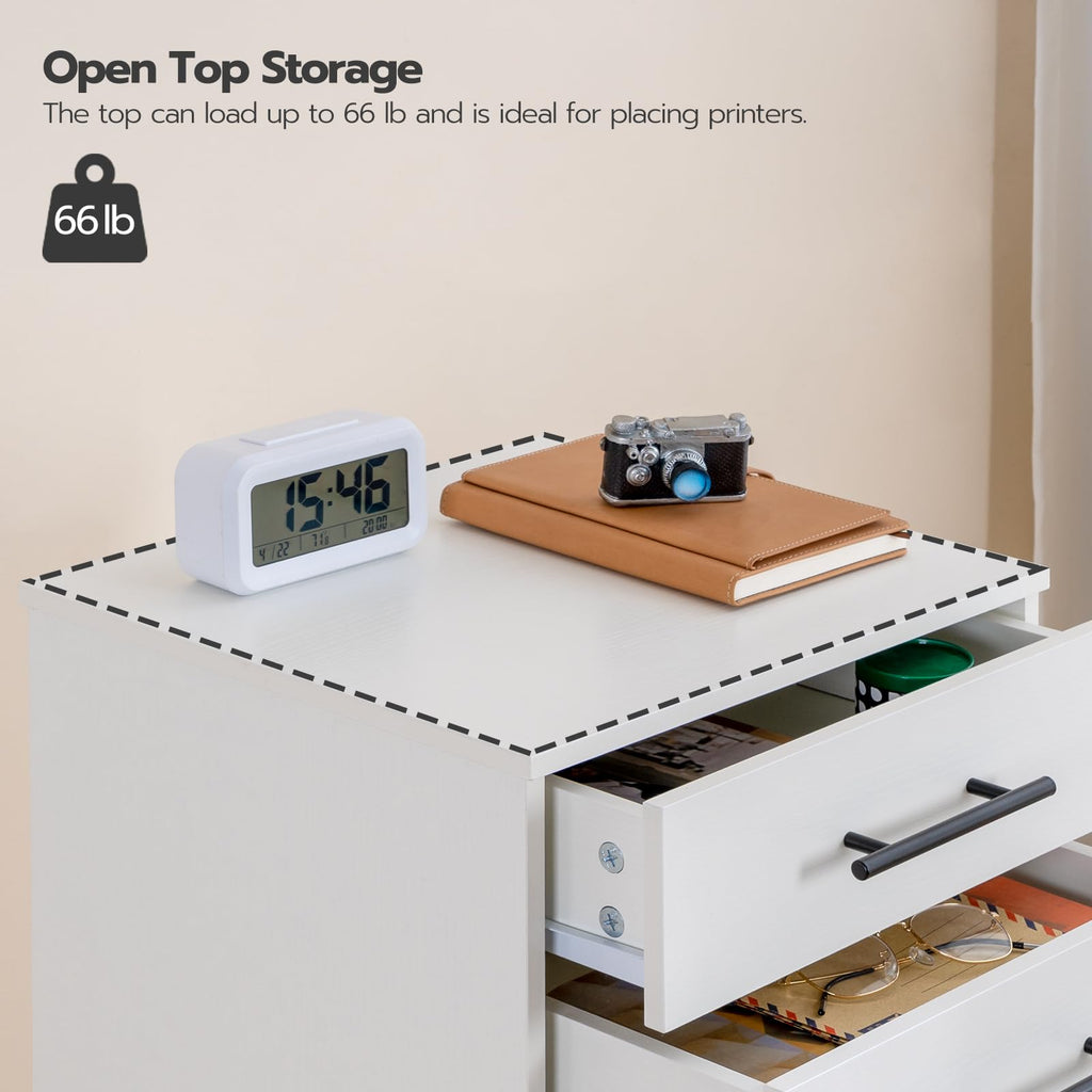 White 7 Drawer Wood File Cabinet I83502