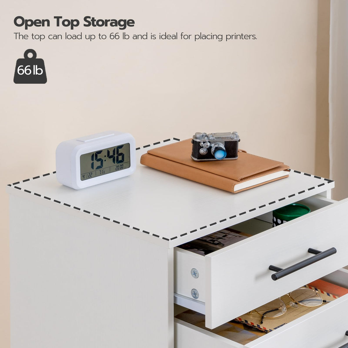White 7 Drawer Wood File Cabinet I83502