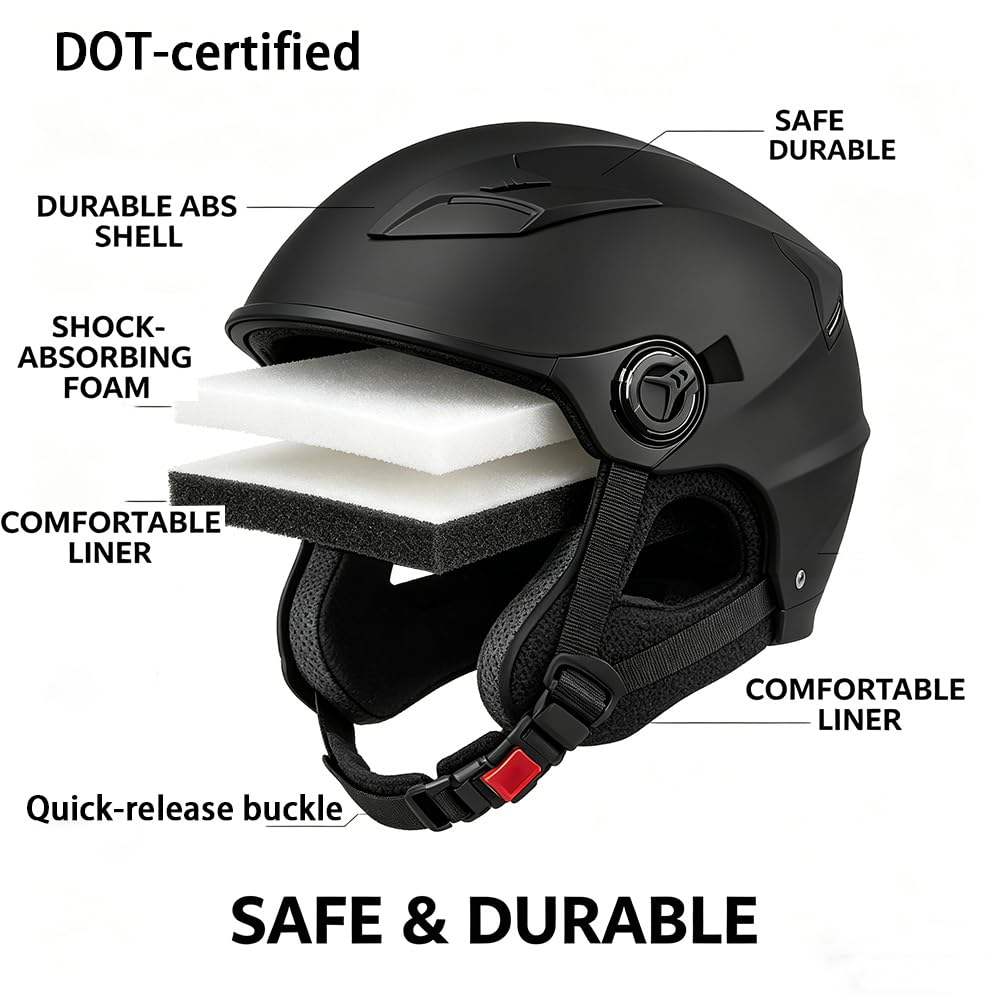 3/4 Open Face Motorcycle Helmet with Double Visor Q857298