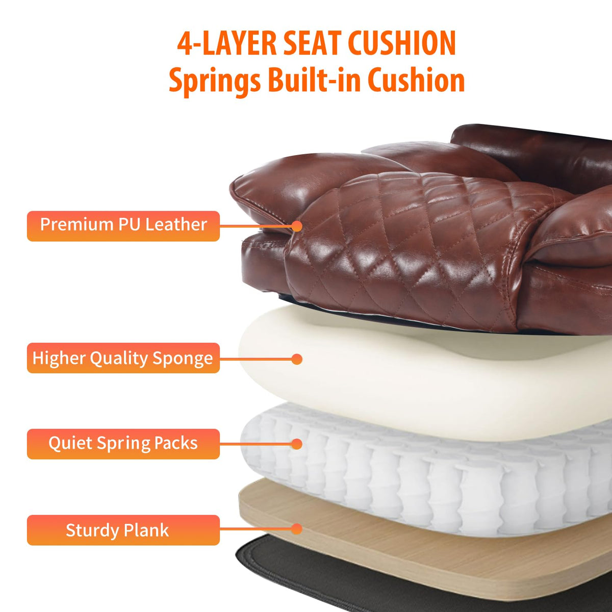 Brown Reclining Ergonomic Office Chair with Footrest B44738
