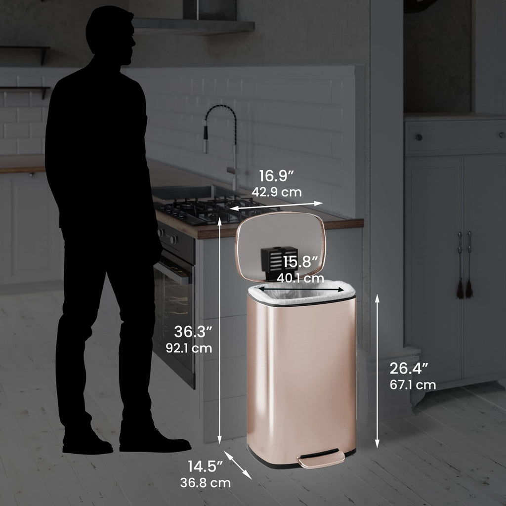 13.2 Gallon Stainless Steel Step Trash Can with Lid W65784