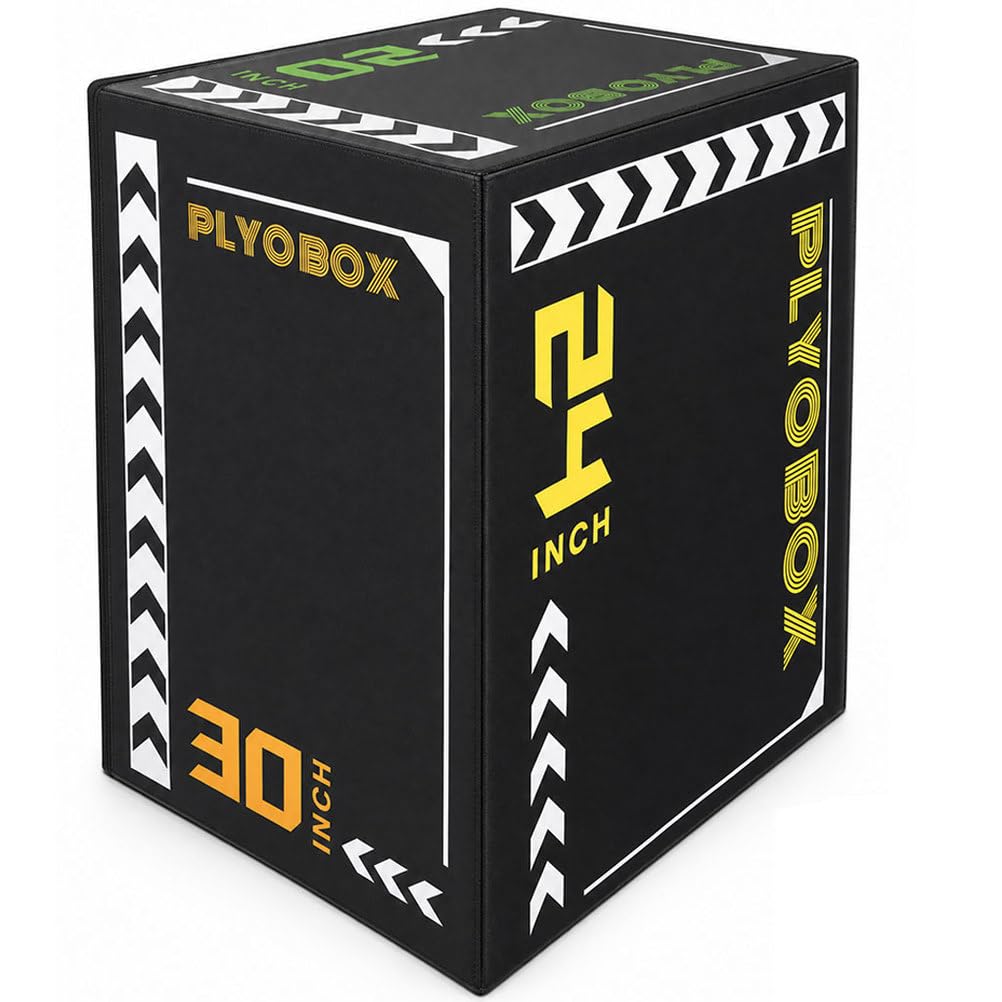 3-in-1 Foam Plyometric Jump Box, 20/24/30 Inch Plyo Box with Non-Slip PVC Cover V866636