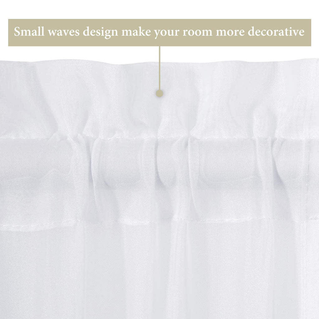 White 25 x 72 Inches Sidelight Sheer Curtains H644