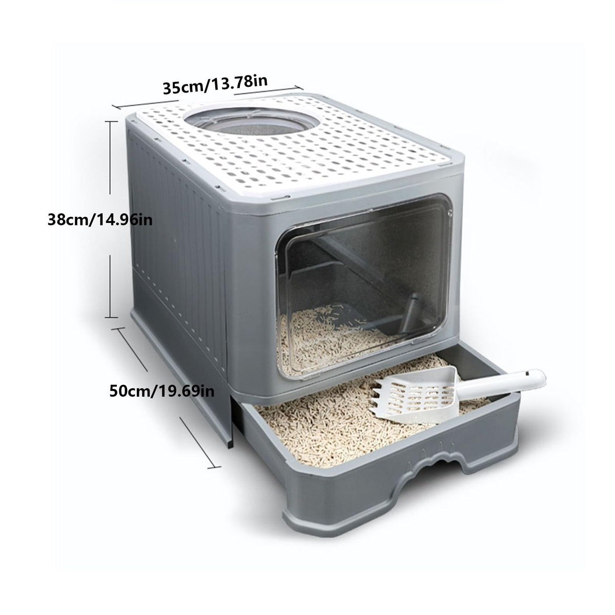 Foldable Enclosed Cat Litter Box with Lid K575029