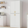 White Wood Storage Cabinet with Doors and Shelves T63439