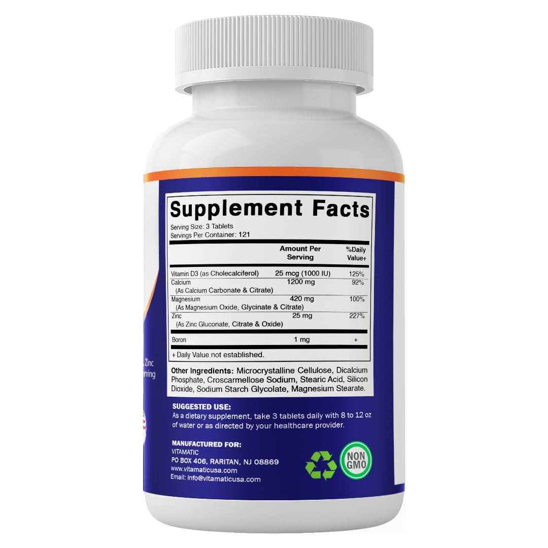 Calcium Magnesium Zinc D3 Boron 365 Coated Tablets Supplement H162