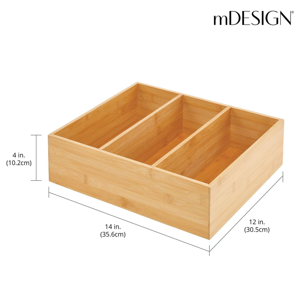 Bamboo 3 Section Stackable Pantry Organizer Bin, 2 Pack F155182
