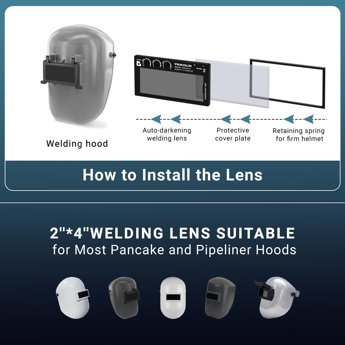 Adjustable Auto Darkening Welding Lens 2x4 1/4 B447