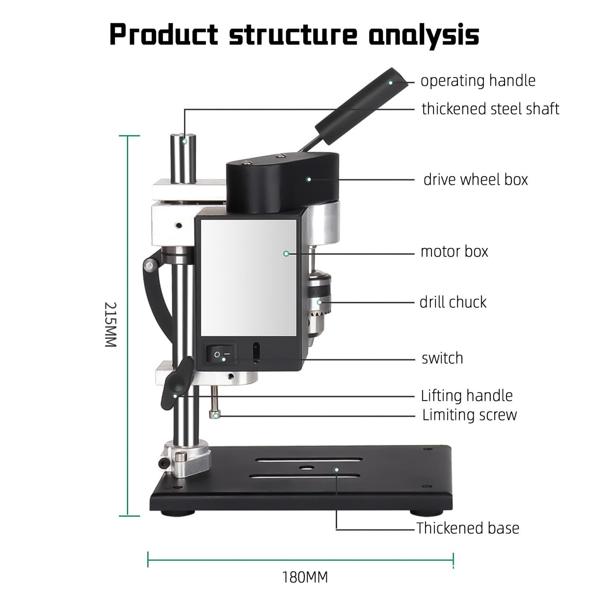 Benchtop Drill Press 0.6-6mm B10 Chuck 7-Speed Adjustable Electric K2201