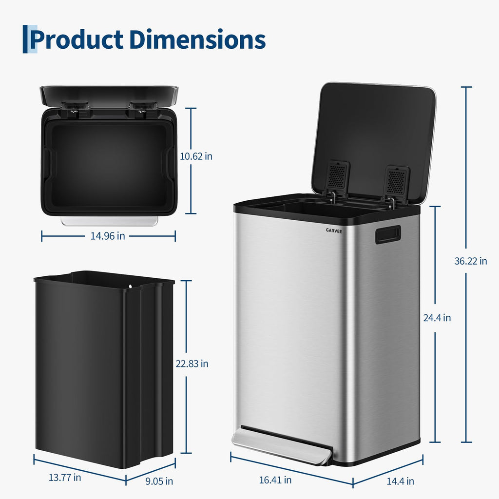 13 Gallon Stainless Steel Step-on Trash Can K912