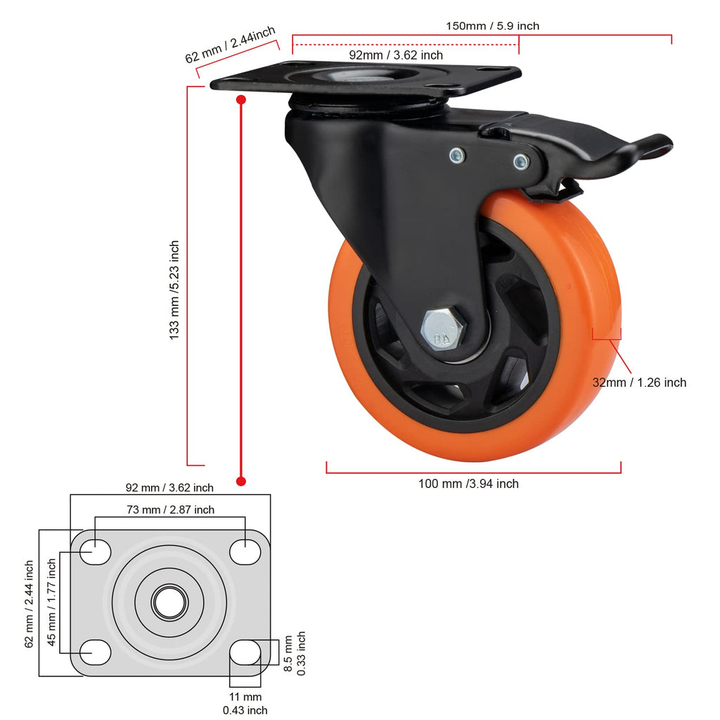 4" Heavy Duty Caster Wheels Set of 4 G21965
