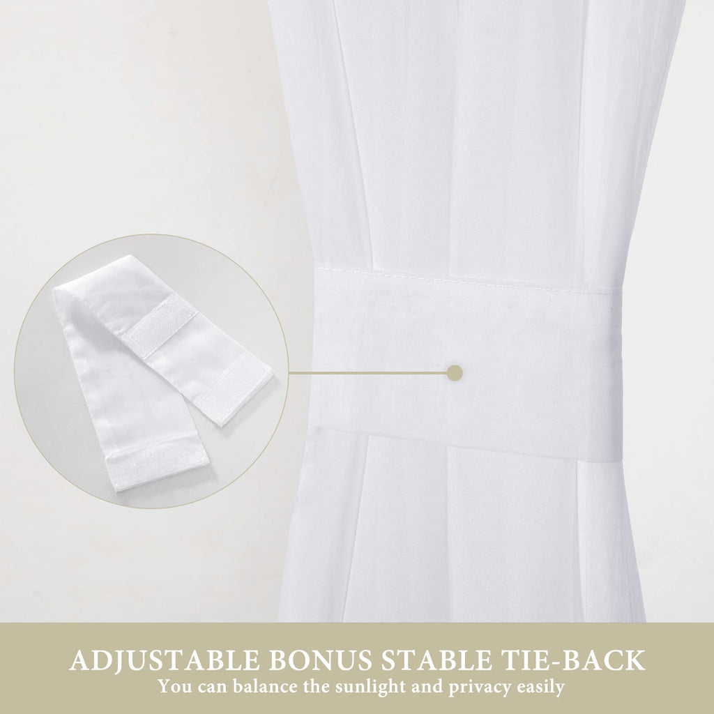White 25 x 72 Inches Sidelight Sheer Curtains H644