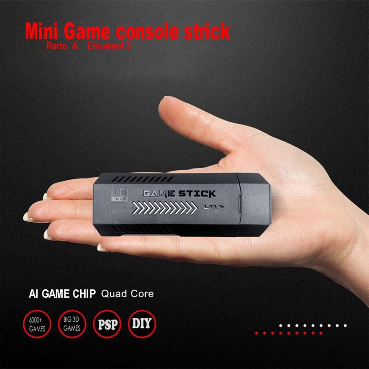 4K Retro Game Stick with 2 Wireless Controllers 64GB Y3785