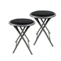 18 Inch Folding Bar Stool 2 Pcs with Footrest Black N653412