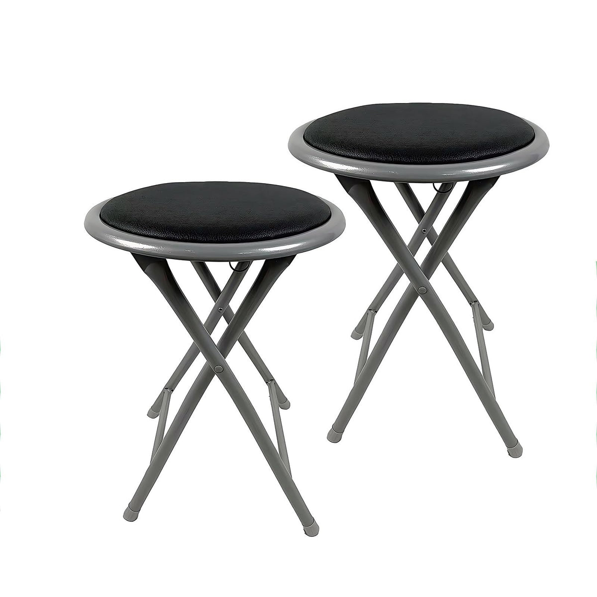 18 Inch Folding Bar Stool 2 Pcs with Footrest Black N653412