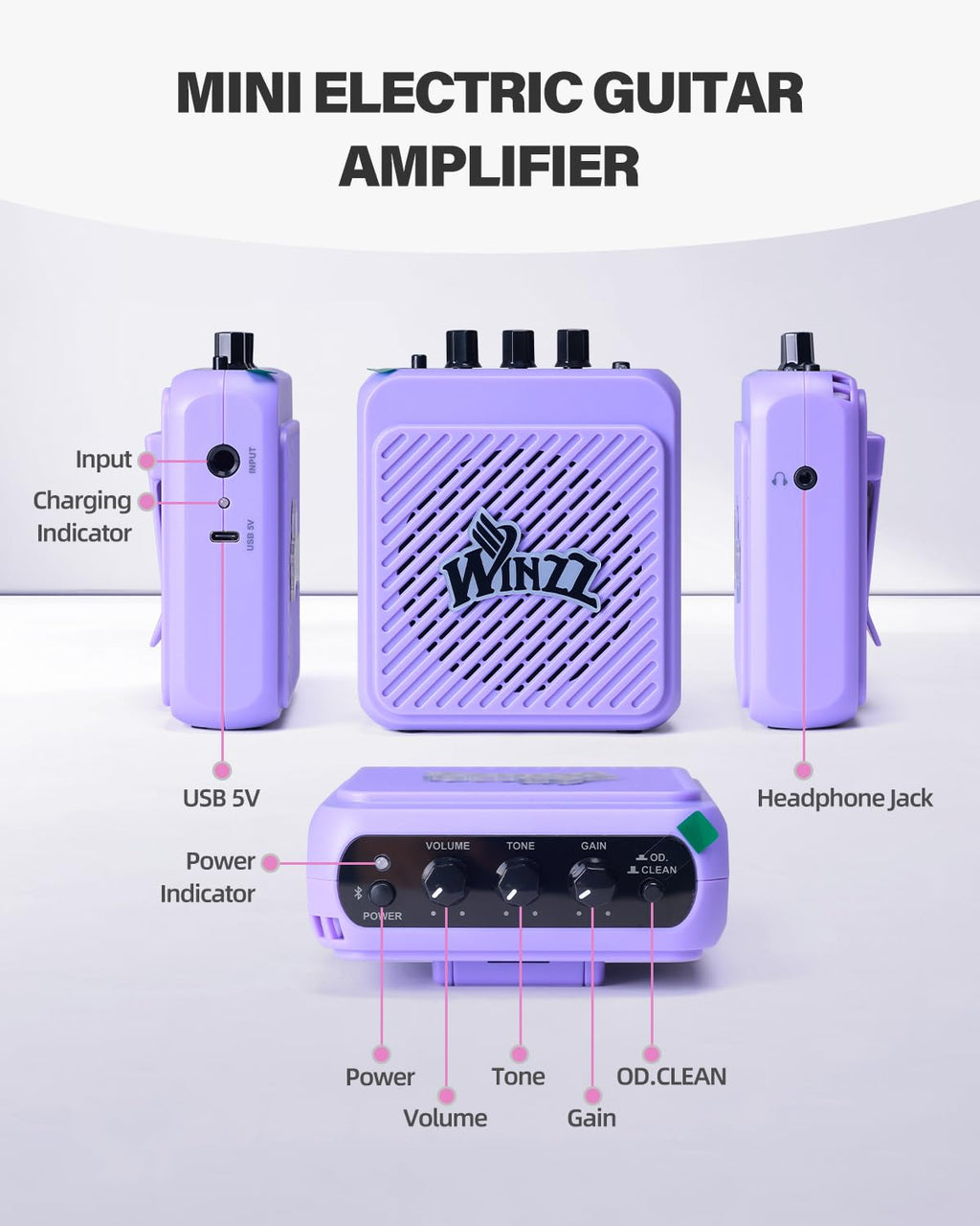 30 Inch 1/4 Size Purple Electric Guitar Kit with Amp C288