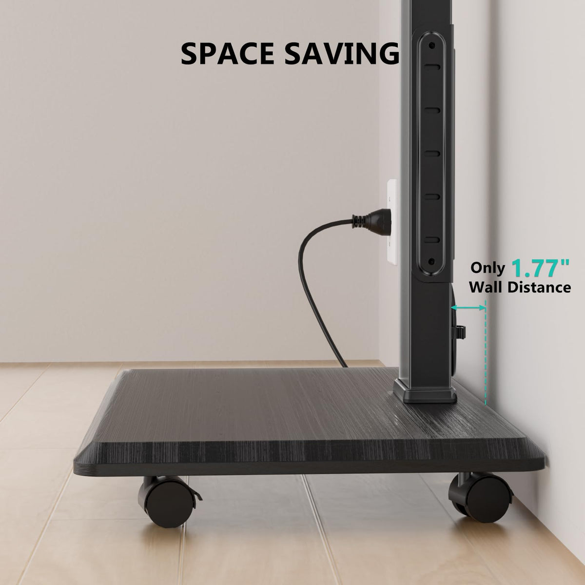 Rolling TV Stand with Power Outlet for 39-75 inch TV, Black L85334