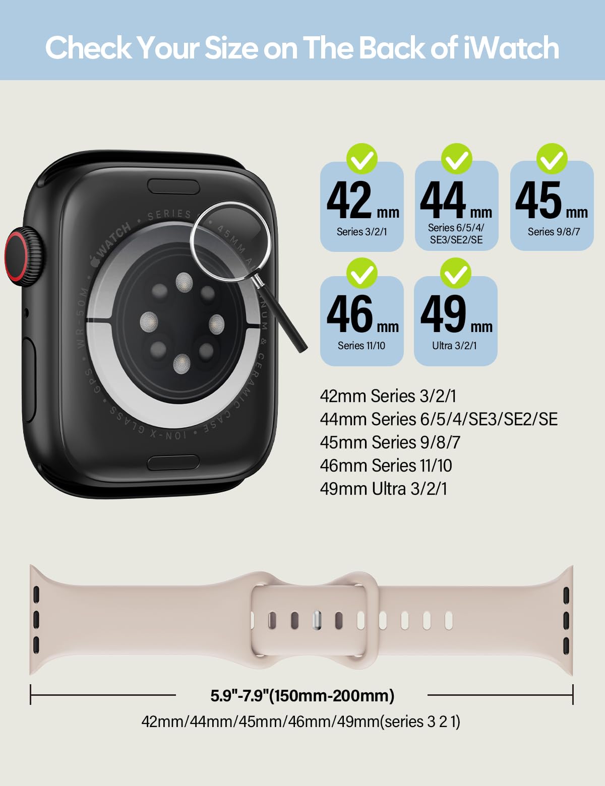 Silicone Band Compatible with Apple Watch 38mm 40mm 41mm 42mm 44mm 45mm 49mm D270584