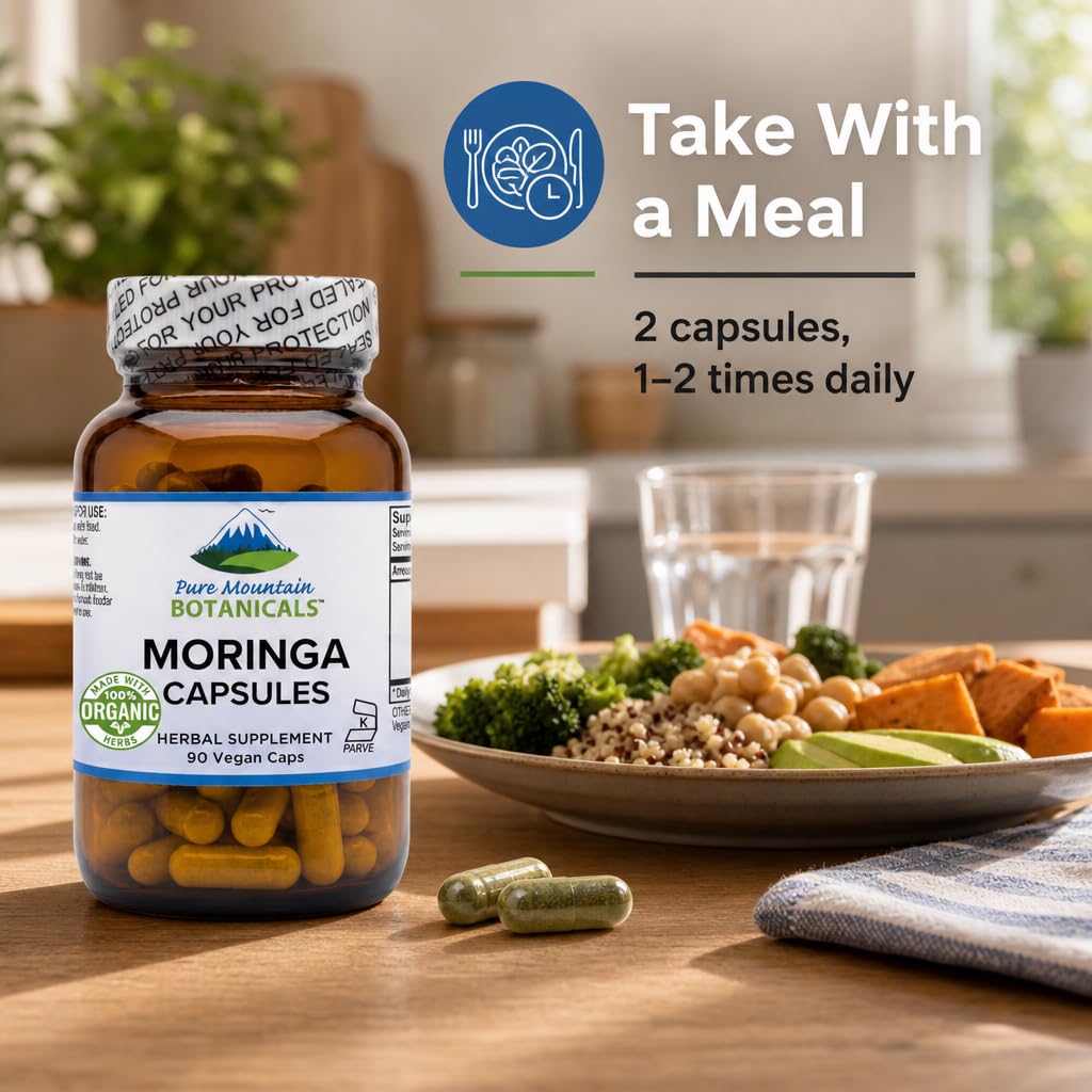 Organic Moringa Oleifera 1000mg 90 Count Vegan Supplement P2953