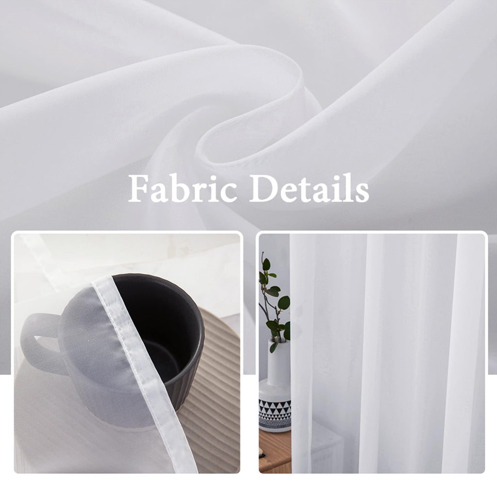 White 25 x 72 Inches Sidelight Sheer Curtains H644