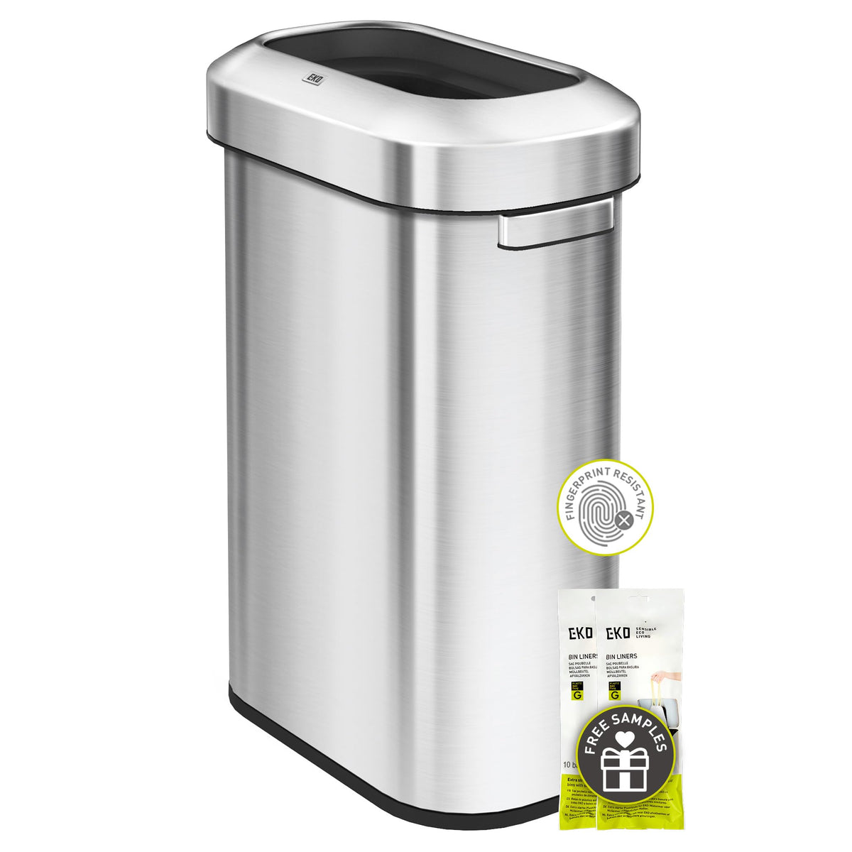 24 Gallon 90 Liter Open Top Stainless Steel Slim Trash Can R5560
