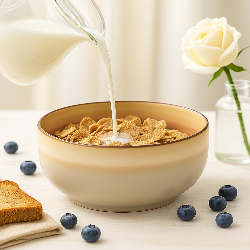 Stoneware Ceramic Cereal Bowls Set of 4, 21 oz Q179