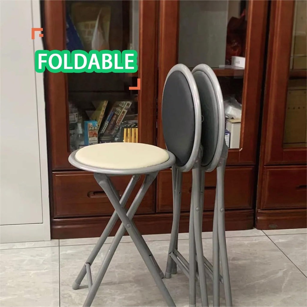 18 Inch Folding Bar Stool 2 Pcs with Footrest Black N653412